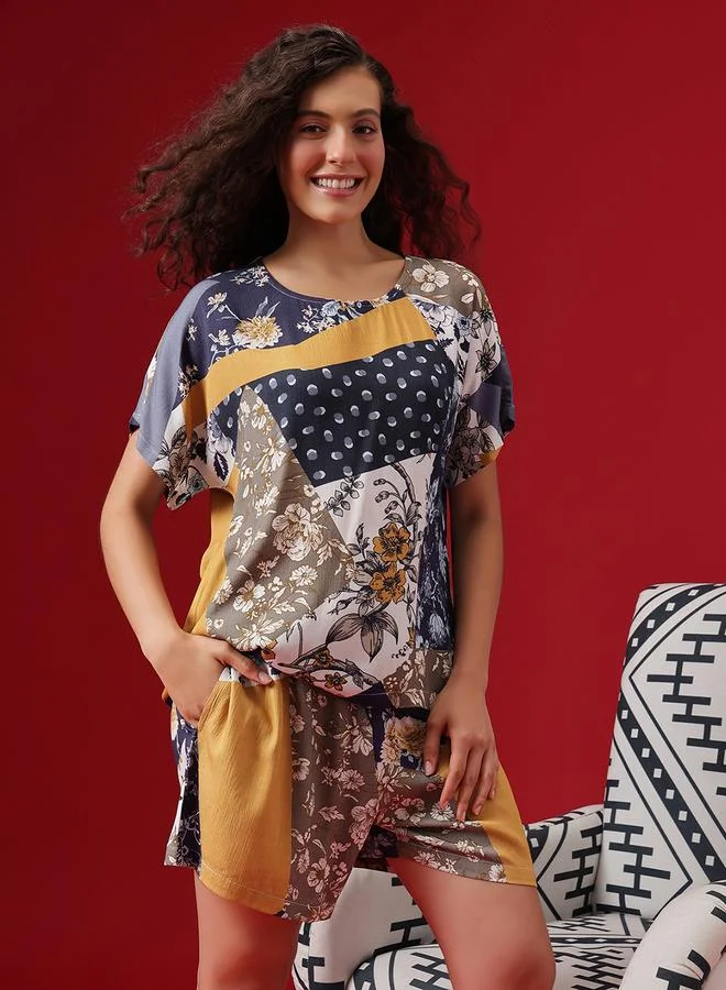 Clovia All Over Print Top and Shorts Set